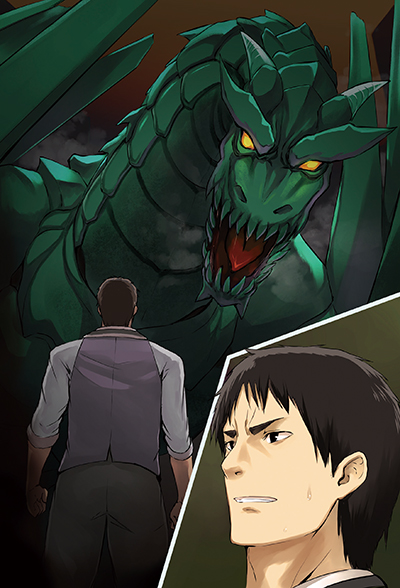 巨大なドラゴンに立ち向かうリック