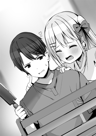 椅子を組み立て中についつい邪魔しちゃう扇奈。